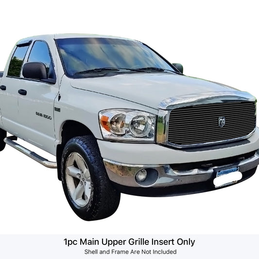 APS GR04FEG87J Main Upper Black Stainless Steel Billet Grille Fits 2006-2008 Dodge Ram 1500