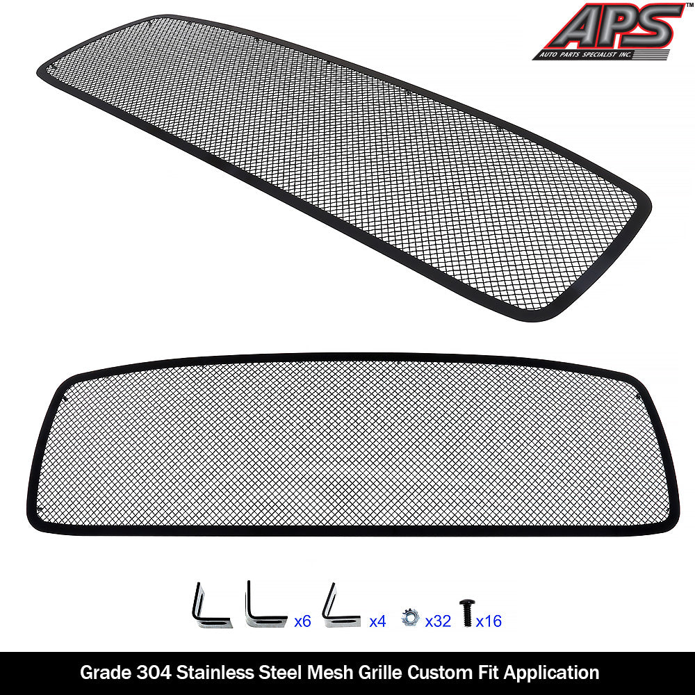 APS GR04GEB75H Main Upper Black Wire Mesh Grille Fits 2002-2005 Dodge Ram 1500