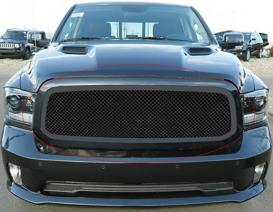 APS GR04GEI86K Main Upper Black Wire Mesh Grille Fits 2013-2021 Ram 1500