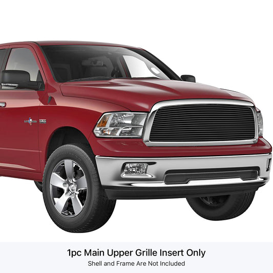 APS GR04HFG32J Main Upper Black Stainless Steel Billet Grille Fits 2009-2010 Dodge Ram 1500