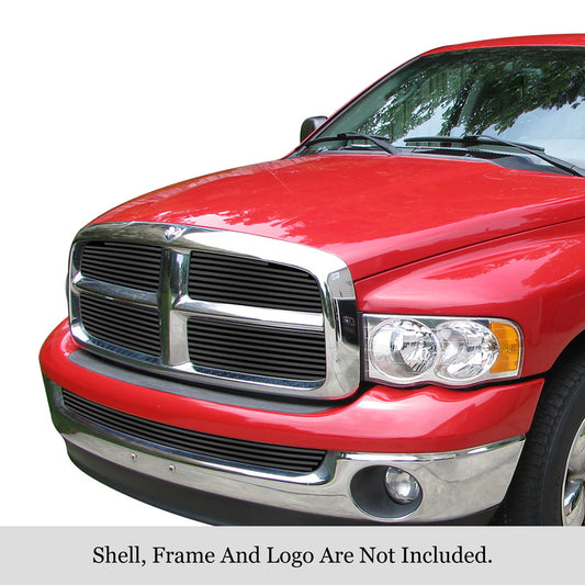 APS GR04HGI99J Main Upper & Lower Bumper Black Stainless Steel Billet Grille Fits 2002-2005 Dodge Ram 1500