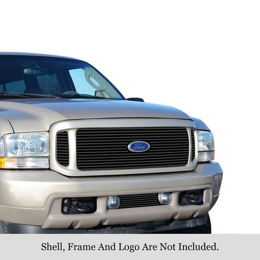 APS GR06FAA42J Main Upper&Lower Bumper Black Stainless Steel Billet Grille Fits 2000-2004 Ford Excursion