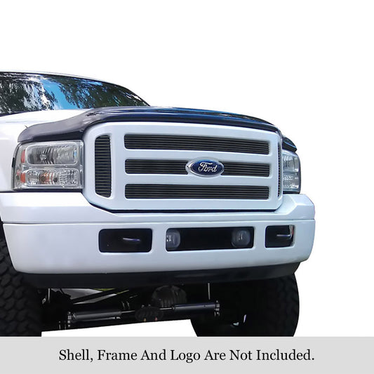APS GR06FEG81J Main Upper Black Stainless Steel Billet Grille Fits 2005-2007 Ford Excursion