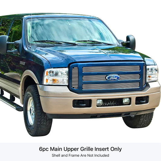 APS GR06FEG81S Main Upper Stainless Steel Billet Grille Fits 2005-2007 Ford Excursion