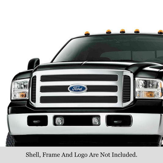 APS GR06FEG99J Main Upper Black Stainless Steel Billet Grille Fits 2005-2007 Ford Excursion
