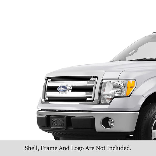 APS GR06FEI24J Main Upper Black Stainless Steel Billet Grille Fits 2013-2014 Ford F-150