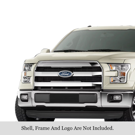 APS GR06FFC13J Lower Bumper Black Stainless Steel Billet Grille Fits 2015-2017 Ford F-150