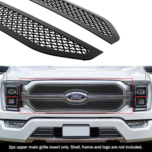 APS GR06GEA95K Main Upper Black Wire Mesh Grille Fits 2021-2023 Ford F-150