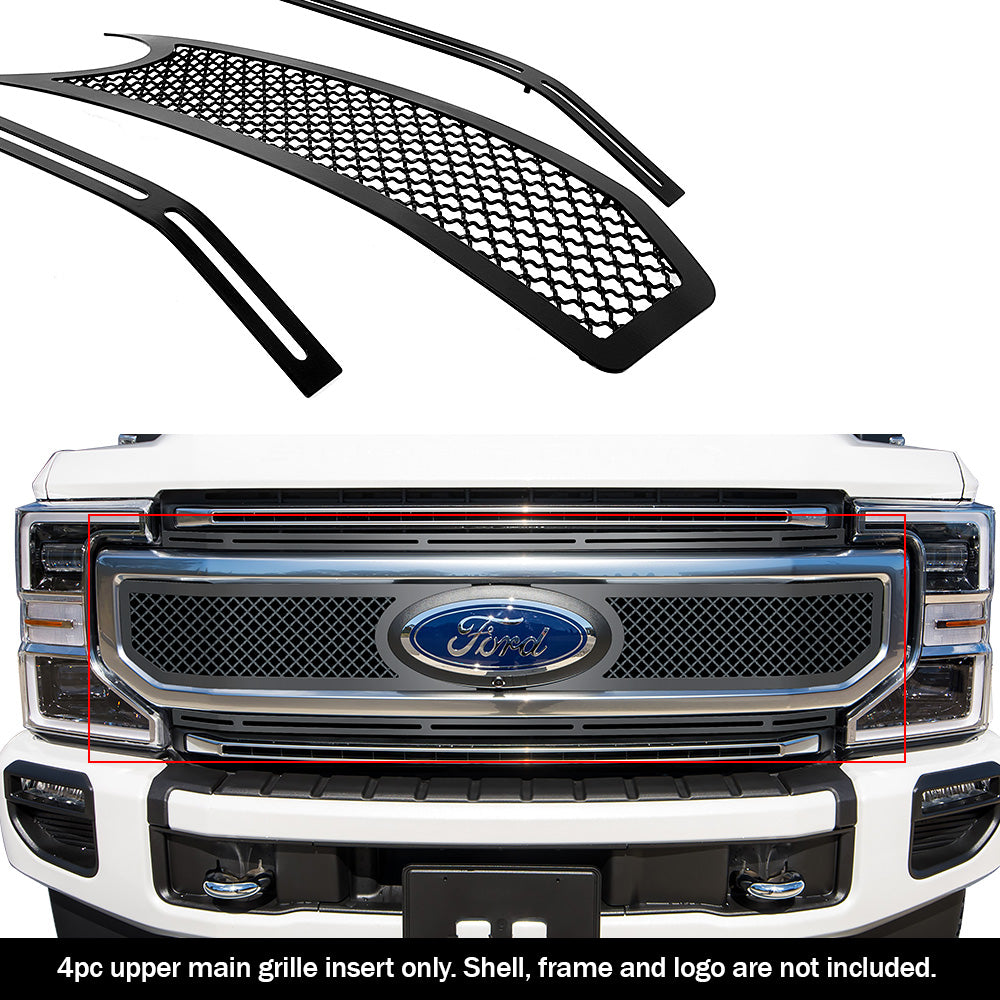 APS GR06GEA96K Main Upper Black Wire Mesh Grille Fits 2020-2022 Ford F-250