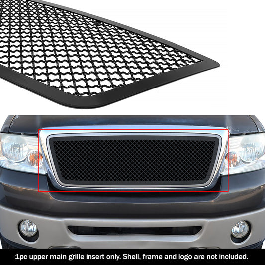 APS GR06GEG25K Main Upper Black Wire Mesh Grille Fits 2004-2008 Ford F-150