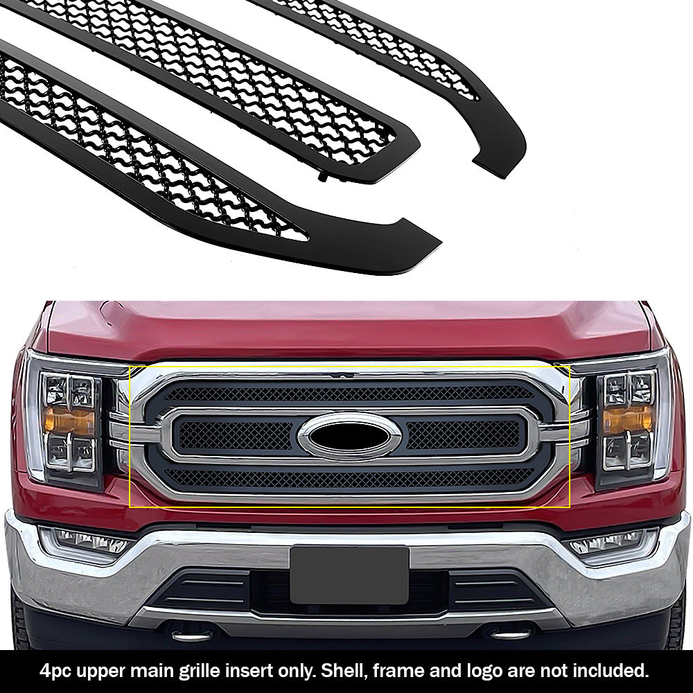 APS GR06GEJ77K Main Upper Black Wire Mesh Grille Fits 2021-2023 Ford F-150