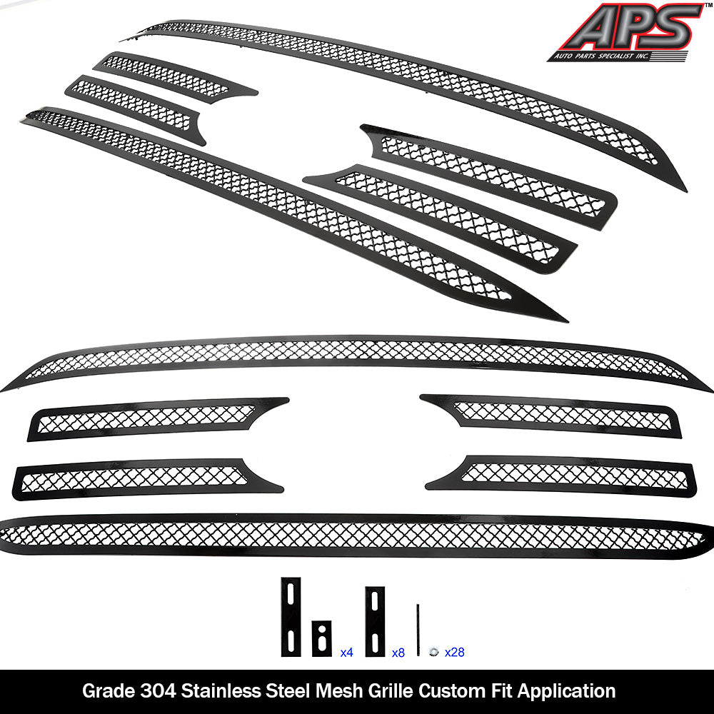 APS GR06GEJ78K Main Upper Black Wire Mesh Grille Fits 2021-2023 Ford F-150