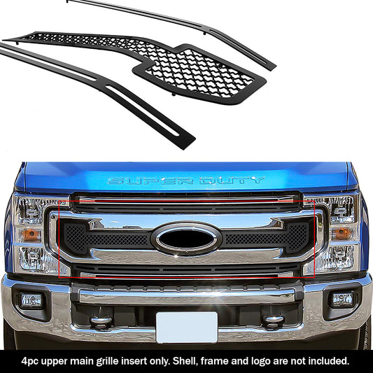 APS GR06GEJ79K Main Upper Black Wire Mesh Grille Fits 2020-2021 Ford F-250