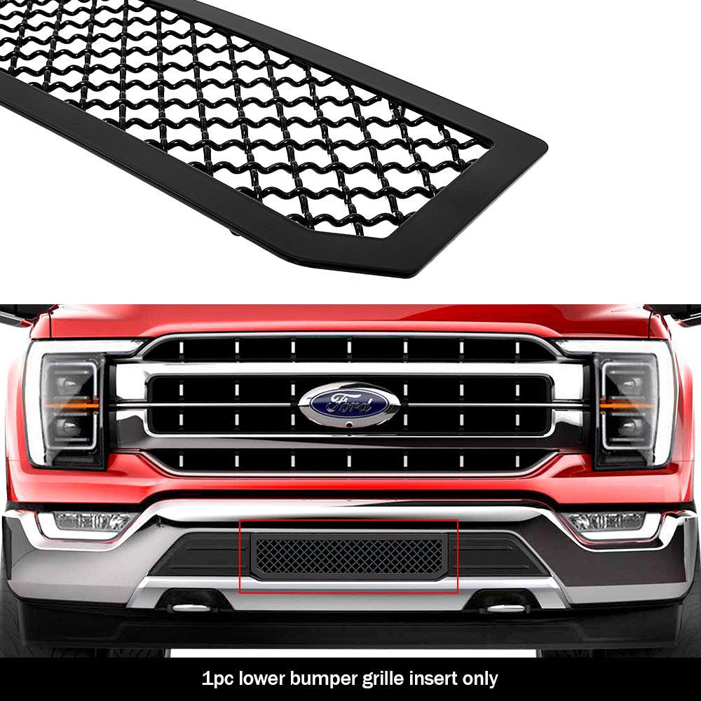 APS GR06GFB34K Lower Bumper Black Wire Mesh Grille Fits 2021-2023 Ford F-150