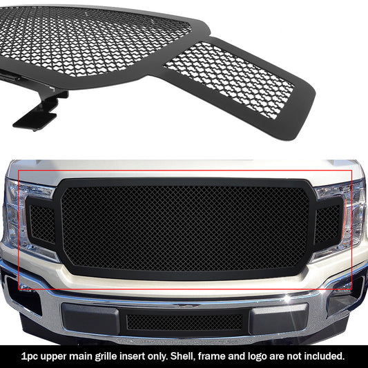 APS GR06GFD00K Main Upper Black Wire Mesh Grille Fits 2018-2020 Ford F-150