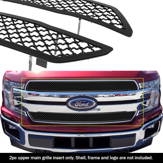 APS GR06GFD42K Main Upper Black Wire Mesh Grille Fits 2018-2020 Ford F-150