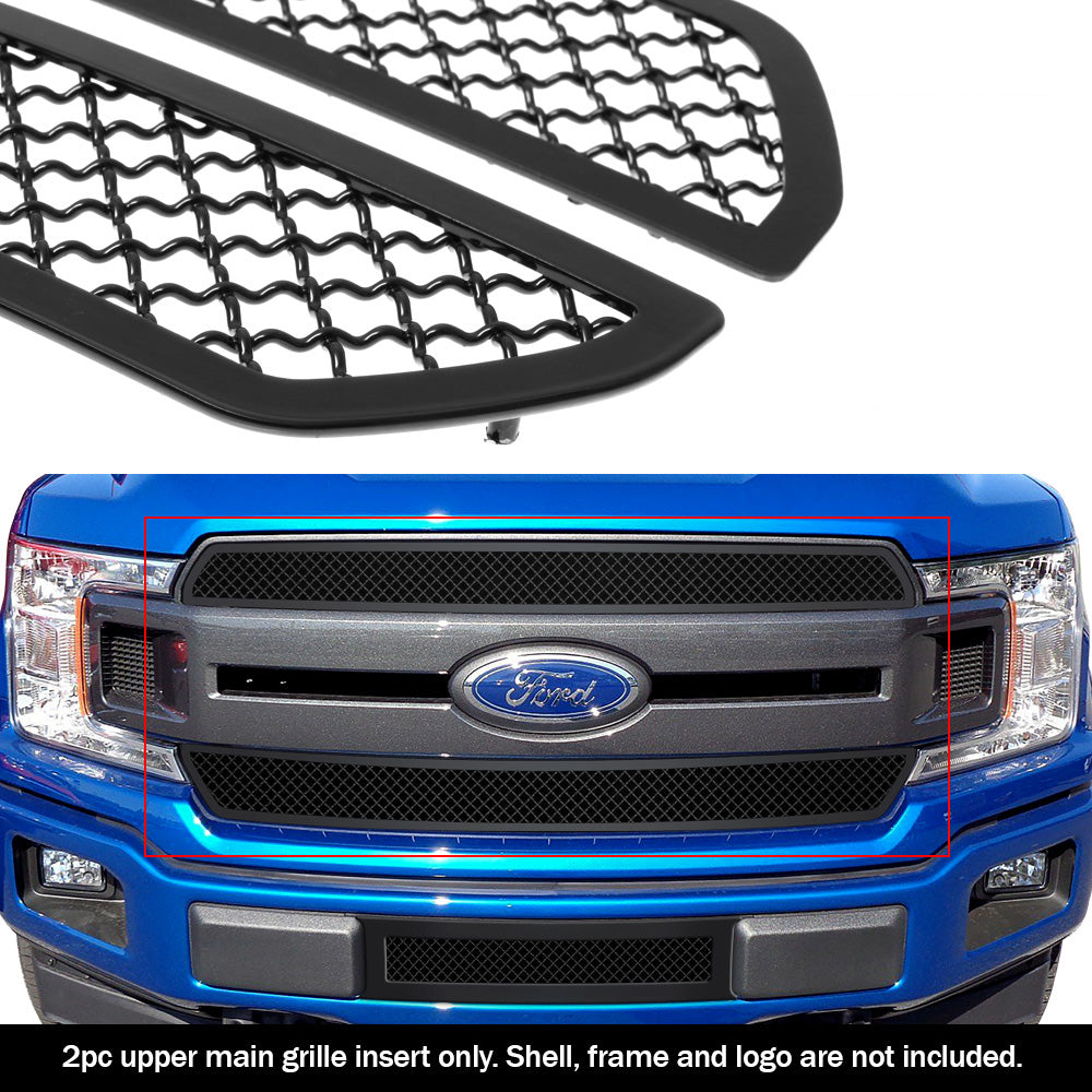 APS GR06GFD43K Main Upper Black Wire Mesh Grille Fits 2018-2020 Ford F-150
