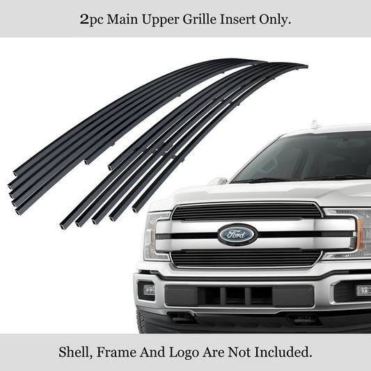 APS GR06HFD42J Main Upper Black Stainless Steel Billet Grille Fits 2018-2020 Ford F-150