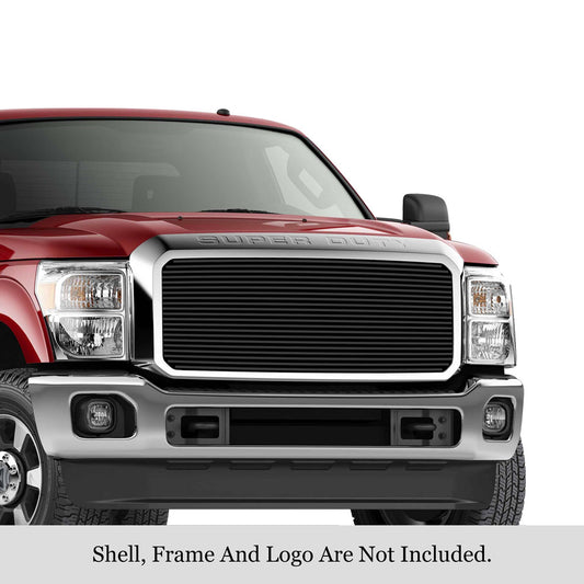 APS GR06HFH28J Main Upper Black Stainless Steel Billet Grille Fits 2011-2016 Ford F-250 SD