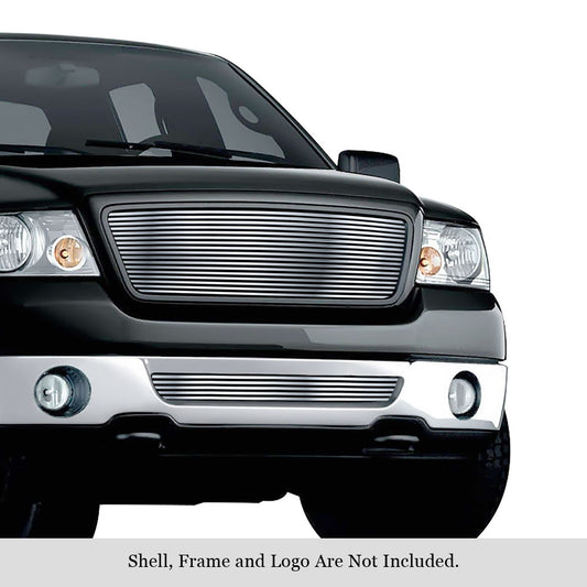 APS GR06HGI25S Main Upper & Lower Bumper Stainless Steel Billet Grille Fits 2006-2008 Ford F-150