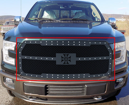 APS GR06LFC10G Main Upper Rivet Grille Fits 2015-2017 Ford F-150