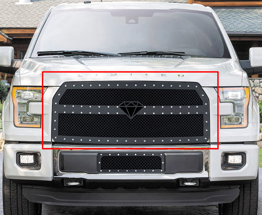 APS GR06LFC10I Main Upper Rivet Grille Fits 2015-2017 Ford F-150