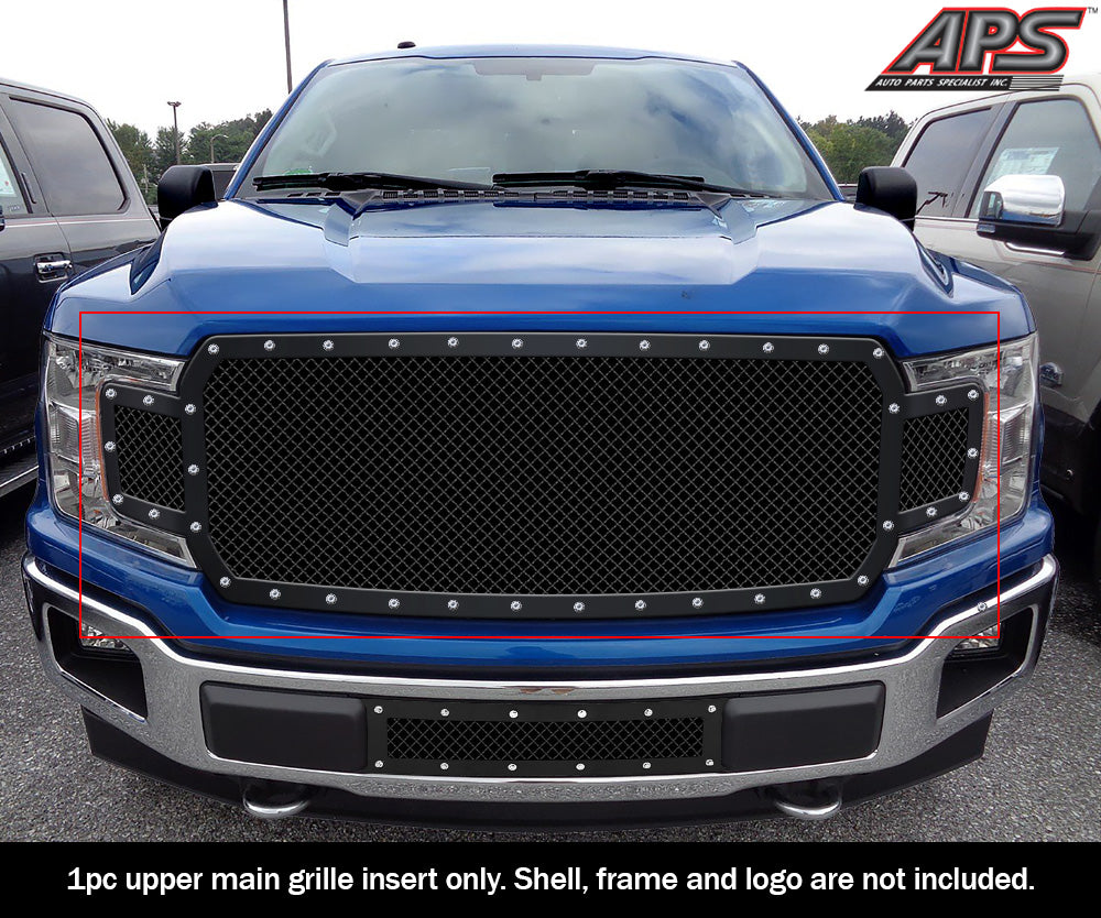 APS GR06LFD00K Main Upper Rivet Grille Fits 2018-2020 Ford F-150