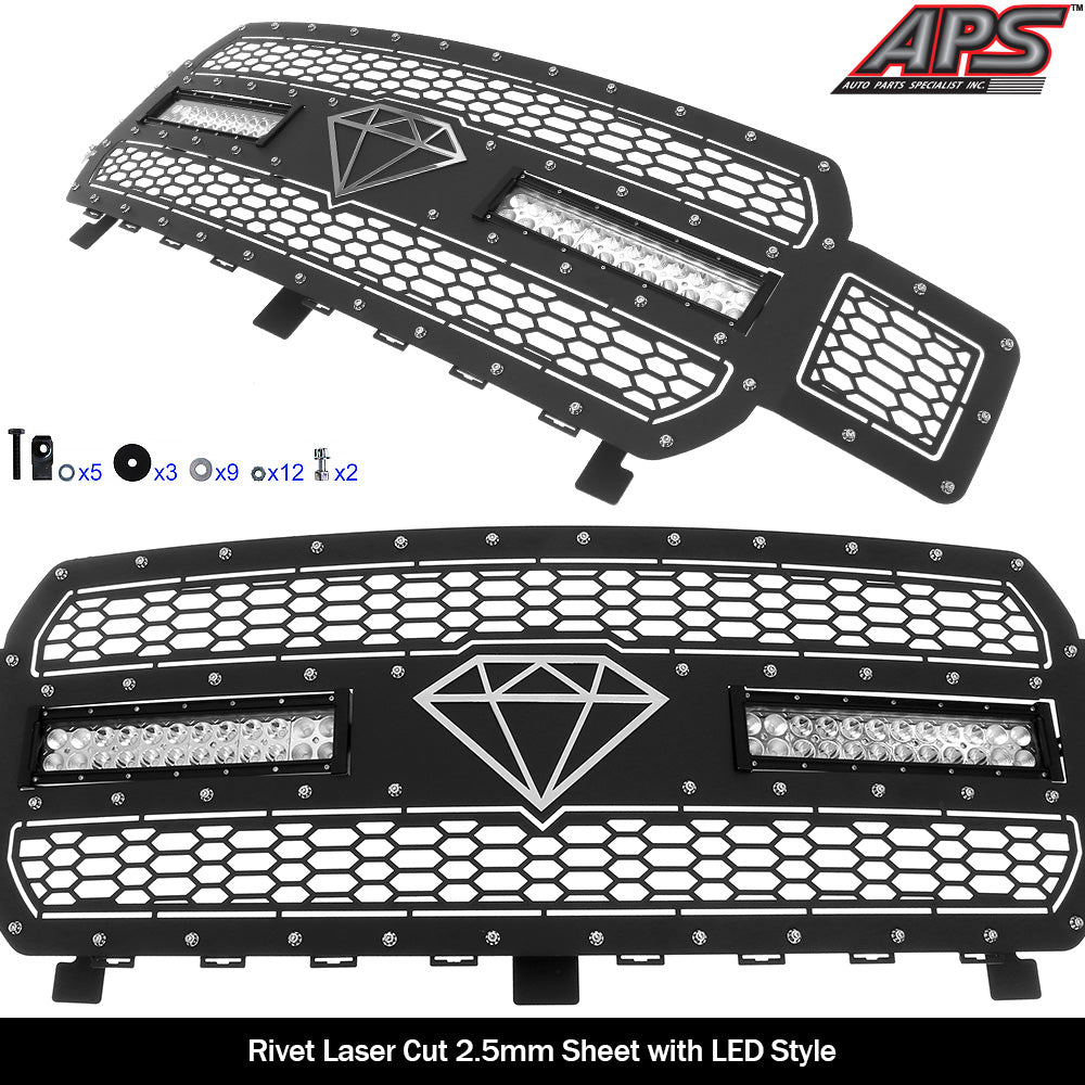 APS GR06LFD00L Main Upper Rivet Grille Fits 2018-2020 Ford F-150