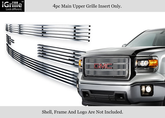 APS GR07FEI72S Main Upper Stainless Steel Billet Grille Fits 2014-2015 GMC Sierra 1500