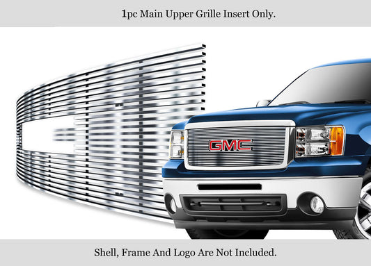 APS GR07FFD74S Main Upper Stainless Steel Billet Grille Fits 2007-2013 GMC Sierra 1500