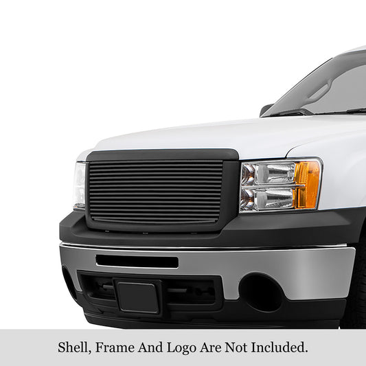 APS GR07FFD75J Main Upper Black Stainless Steel Billet Grille Fits 2007-2013 GMC Sierra 1500