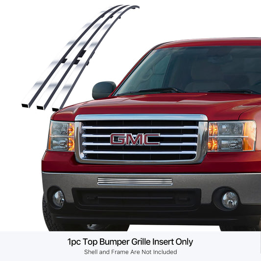 APS GR07FFE70S Top Bumper Stainless Steel Billet Grille Fits 2007-2013 GMC Sierra 1500