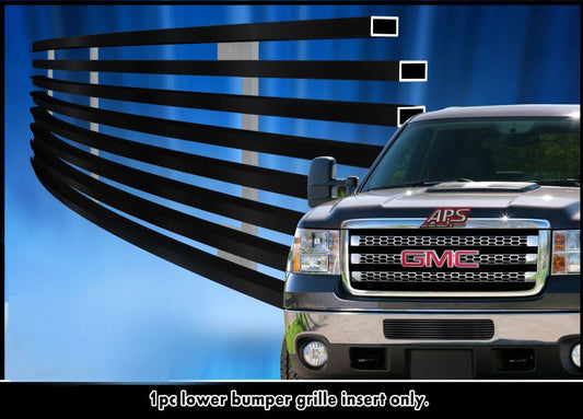 APS GR07FFH35J Lower Bumper Black Stainless Steel Billet Grille Fits 2011-2014 GMC Sierra 2500 HD