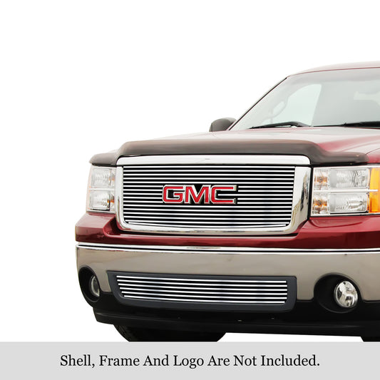 APS GR07FGH61S Main Upper & Lower Bumper Stainless Steel Billet Grille Fits 2007-2012 GMC Sierra 1500