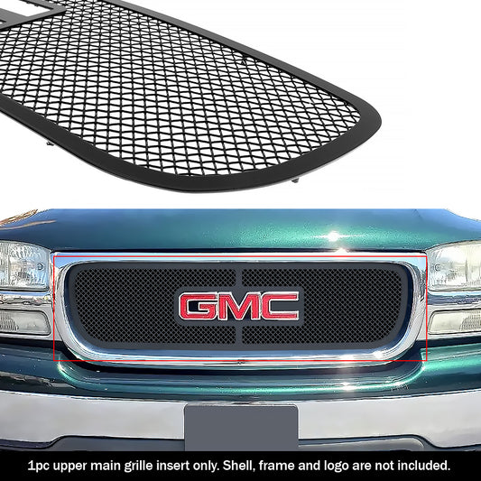 APS GR07GEG03H Main Upper Black Wire Mesh Grille Fits 1999-2002 GMC Sierra 1500