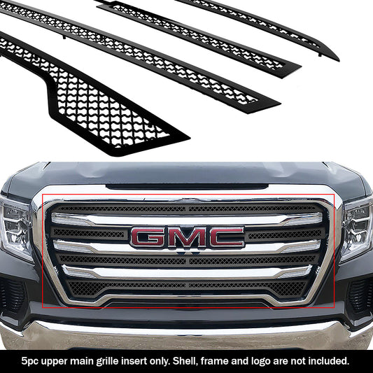 APS GR07GEJ33K Main Upper Black Wire Mesh Grille Fits 2019-2021 GMC Sierra 1500