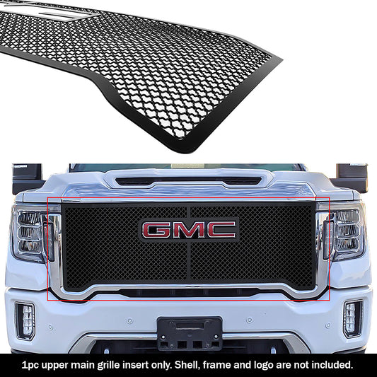 APS GR07GEJ54K Main Upper Black Wire Mesh Grille Fits 2020-2023 GMC Sierra 2500