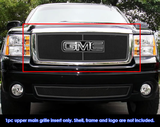 APS GR07GFD74H Main Upper Black Wire Mesh Grille Fits 2007-2013 GMC Sierra 1500