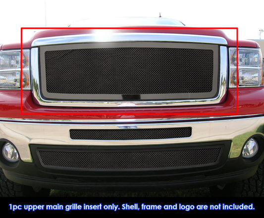 APS GR07GFD75H Main Upper Black Wire Mesh Grille Fits 2007-2013 GMC Sierra 1500