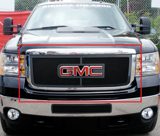 APS GR07GFH34H Main Upper Black Wire Mesh Grille Fits 2011-2014 GMC Sierra 2500 HD