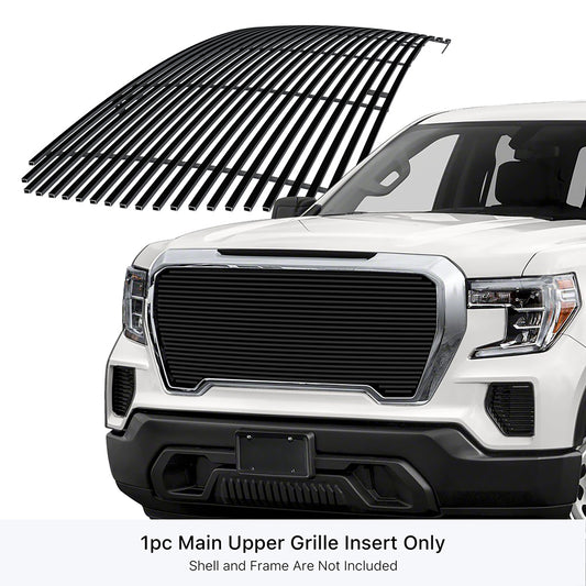 APS GR07HEF22J Main Upper Black Stainless Steel Billet Grille Fits 2019-2021 GMC Sierra 1500