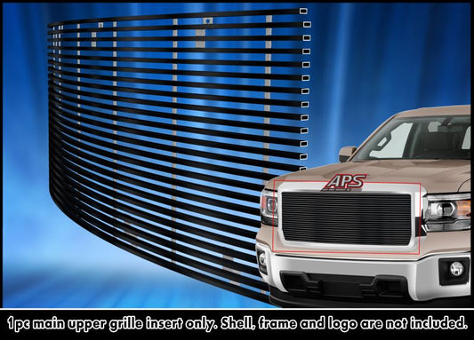 APS GR07HEI73J Main Upper Black Stainless Steel Billet Grille Fits 2014-2015 GMC Sierra 1500