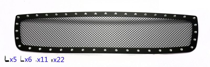 APS GR07LEA56H Main Upper Rivet Grille Fits 2003-2006 GMC Sierra 1500