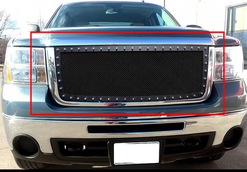 APS GR07LFE22H Main Upper Rivet Grille Fits 2007-2010 GMC Sierra 2500 HD