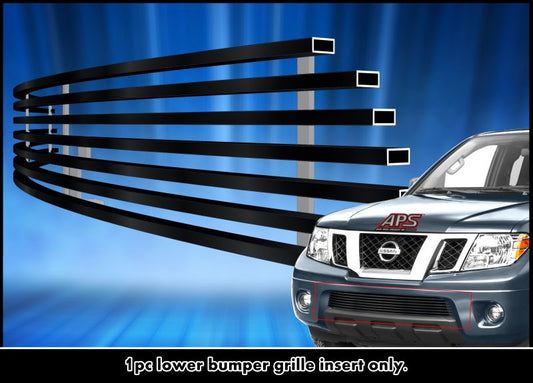 APS GR14FFD33J Lower Bumper Black Stainless Steel Billet Grille Fits 2005-2021 Nissan Frontier