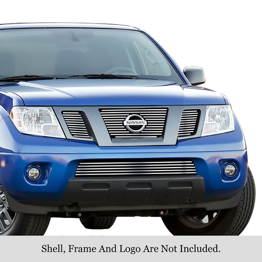 APS GR14FGI66S Main Upper & Lower Bumper Stainless Steel Billet Grille Fits 2005-2008 Nissan Frontier