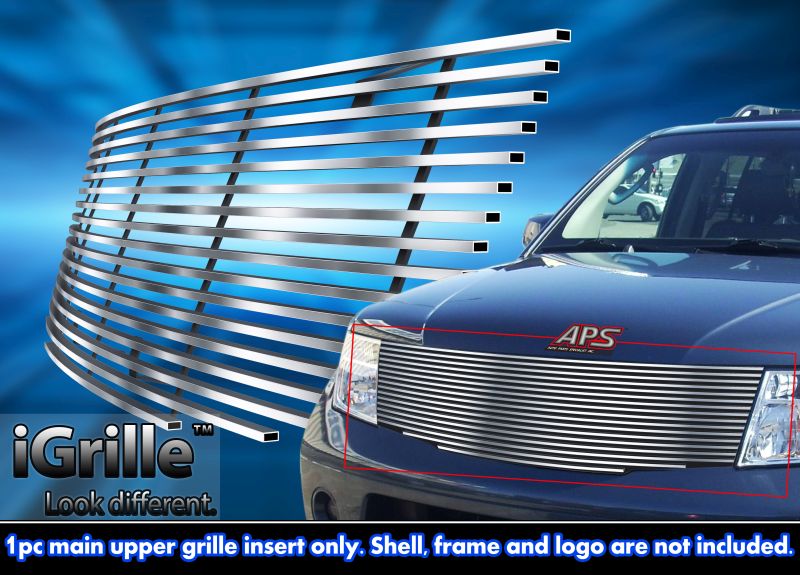 APS GR14HEE43C Main Upper Stainless Steel Billet Grille Fits 2005-2008 Nissan Frontier