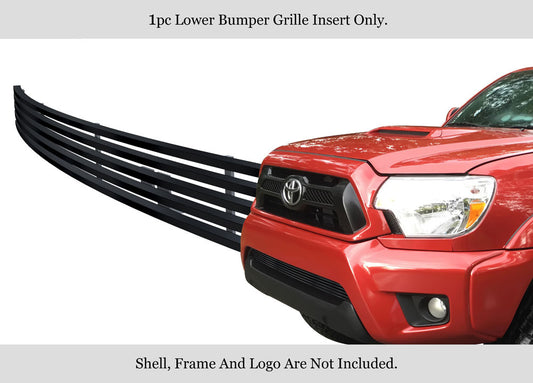 APS GR20FFI38J Lower Bumper Black Stainless Steel Billet Grille Fits 2012-2015 Toyota Tacoma