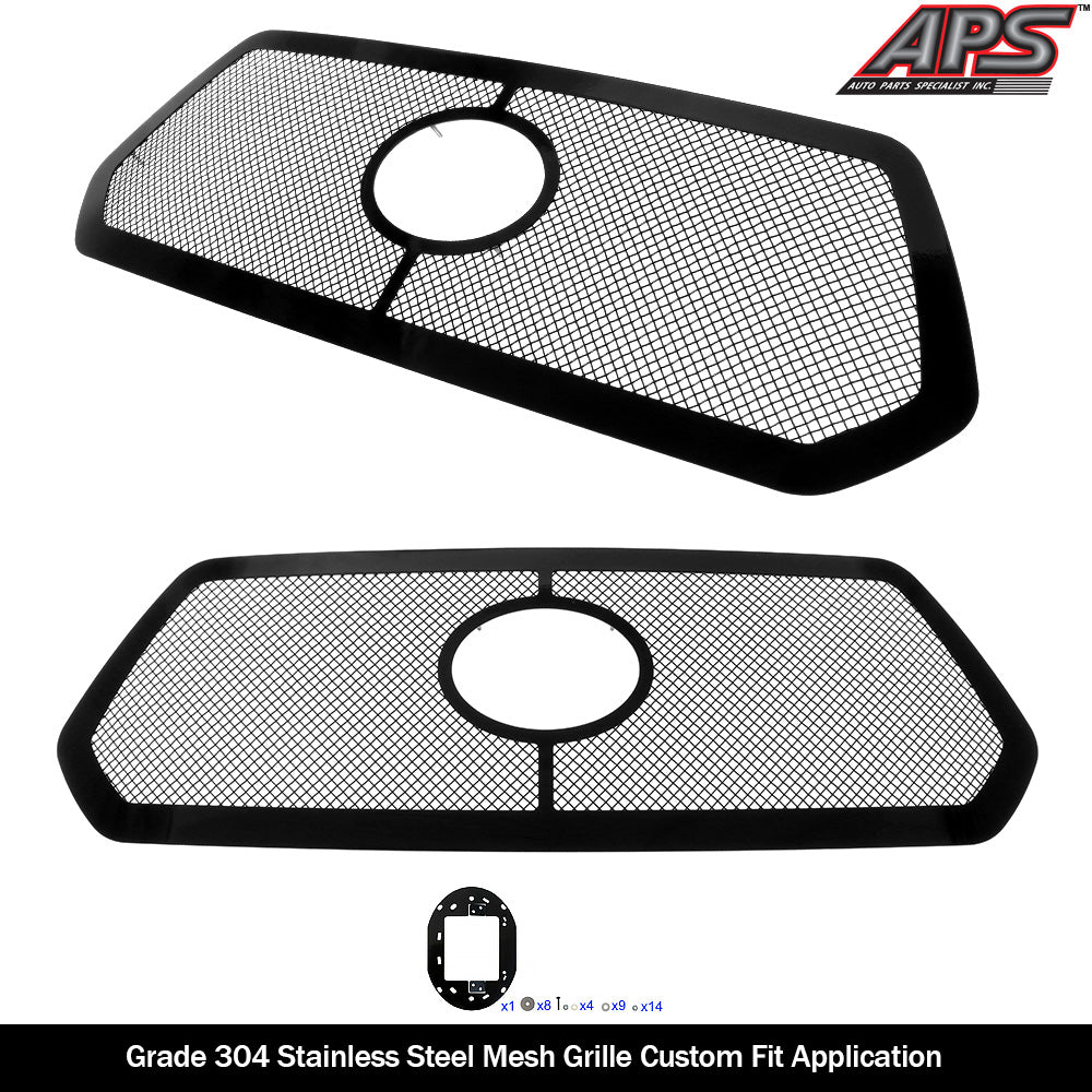 APS GR20GFJ31H Main Upper Black Wire Mesh Grille Fits 2018-2019 Toyota Tacoma