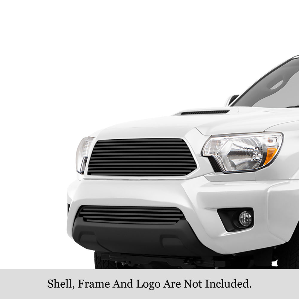 APS GR20HAA91J Main Upper&Lower Bumper Black Stainless Steel Billet Grille Fits 2012-2015 Toyota Tacoma